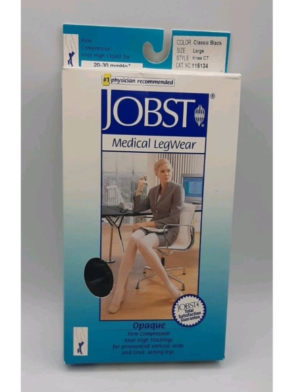 Jobst Medical Compression Knee CT Stockings 20-30 mmHg Black Ultra Sheer LARGE
